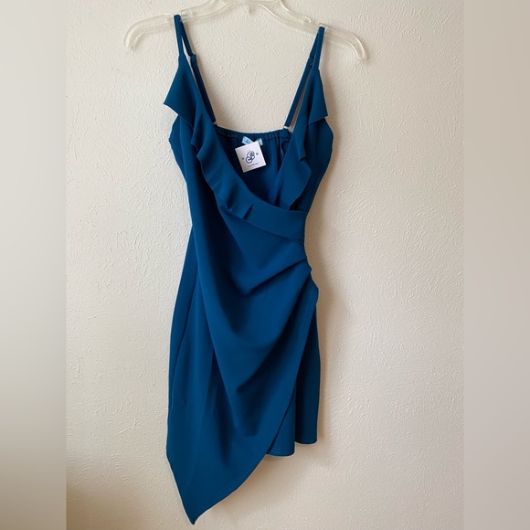NWT Blu Spero She Sky Teal Asymmetrical Cocktail Dress - Picture 5 of 10
